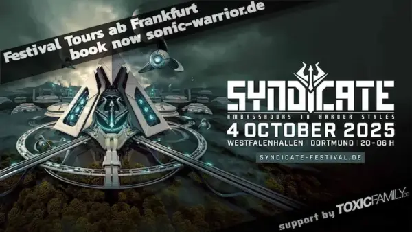 Banner Syndicate 2025 – Busreise zum Electronic Harder Style Festival in den Westfalenhallen Dortmund am 4.10.2025