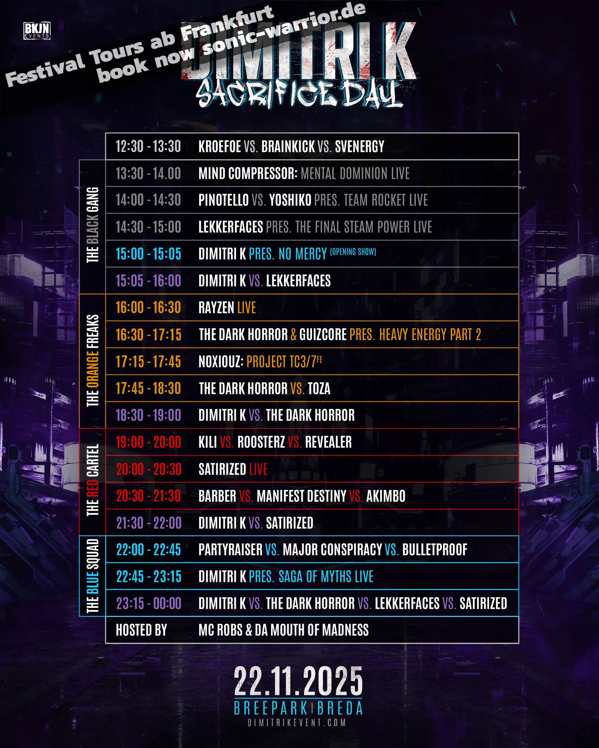 Bus zu BKJN Dimitri K. Sacrifice Day 2025 mit Ticket ab Frankfurt 3 2025-11-dimitri-k-sacrifice-day-line-up-flyer