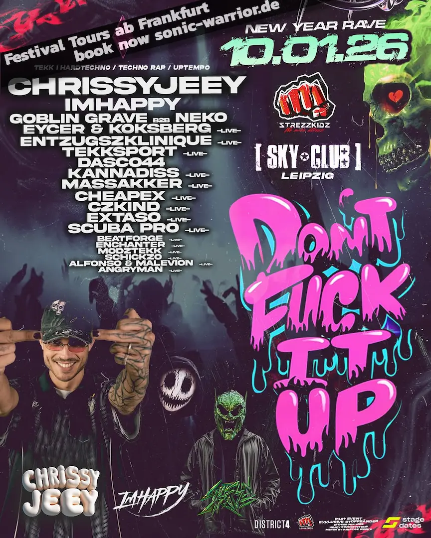 Tekk Bus Tour Strezzkidz New Year Rave im Sky Club Leipzig 2026 – ab Frankfurt, Fulda & Kassel 2 2026-01-sky-club-leipzig-strezzkidz-new-year-rave-line-up