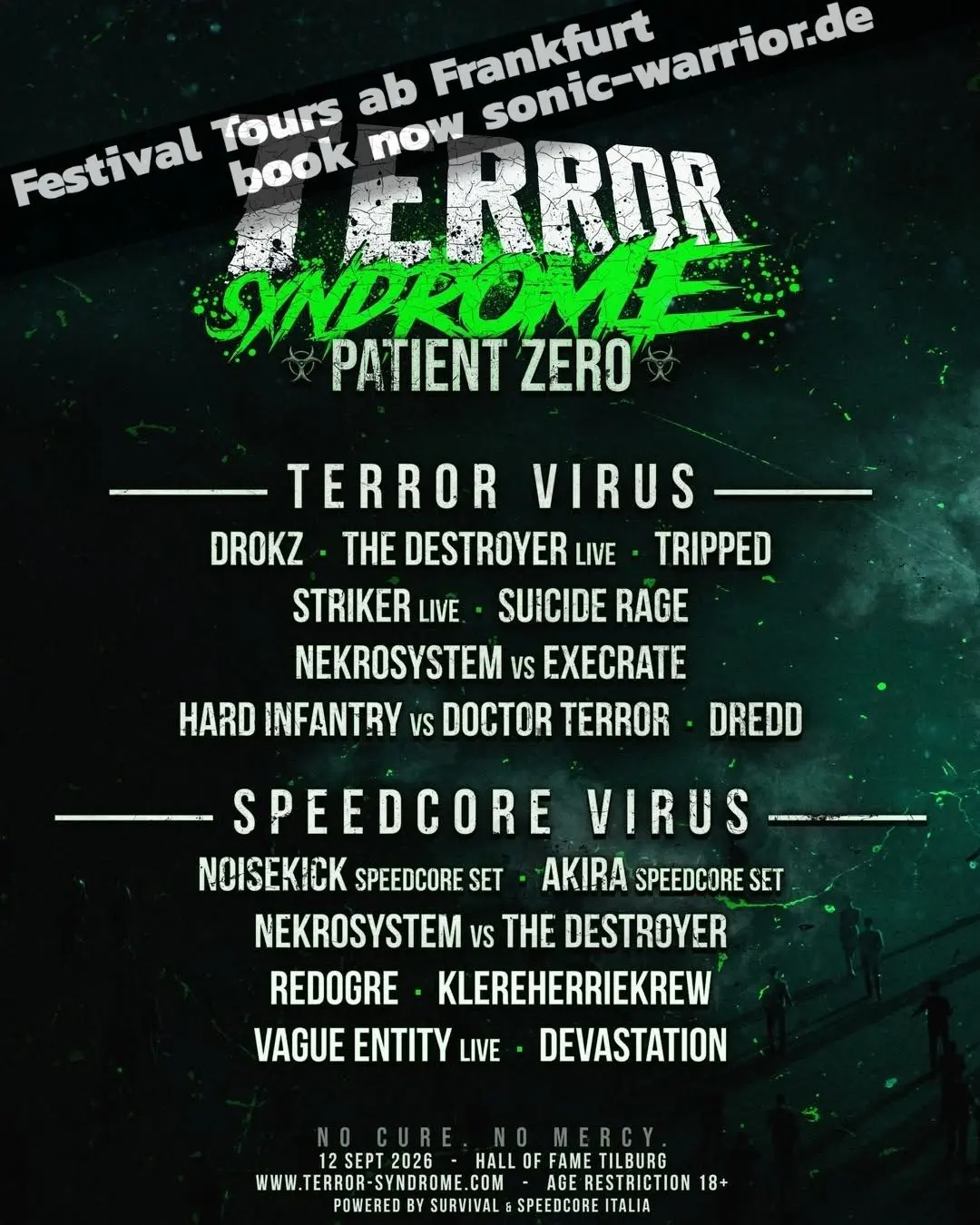 Bus zum neuen Terror und Speedcore Event Terror Syndrome Patient Zero 2 2026-09-Terror-Syndrome-Speedcore-Line-Up-Flyer