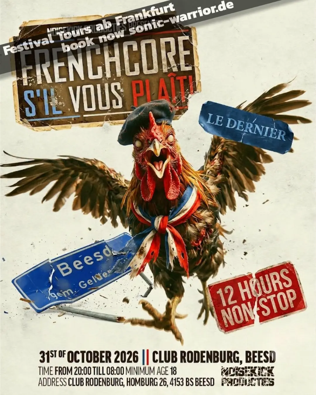 Bus zur Frenchcore S'il Vous Plaît - Le Dernier Noisekick Productions im Club Rodenburg 2 2026-10-frenchcore-sil-vous-plait-club-rodenburg-noisekick-flyer